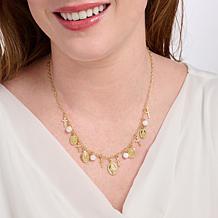 Bellezza Bronze Religious Charm Motif & Stone Necklace