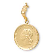 Bellezza Goldtone 20 Lira Coin Polished Enhancer Pendant