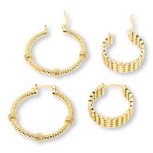 Bellezza Knot and Wide Textured Hoop Earrings 2-Pair Set