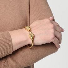 Bellezza Polished Lion Head Hinged Cuff Bangle Bracelet