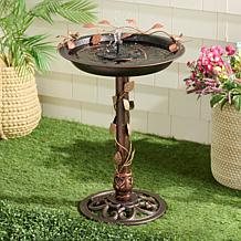 Belmont Gardens Spetta Solar Metal Bird Bath Fountain