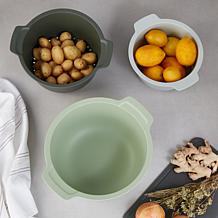 BergHOFF 3-piece Mixing Bowls and Colander Set in Green