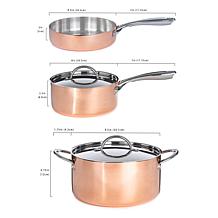BergHOFF Copper Tri-Ply 6pc Large Sized Set, Non- Hammered