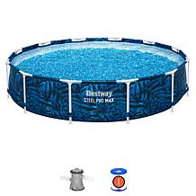 Bestway Steel Pro MAX 12 ft. Tropical Round T Above Ground Pool Set