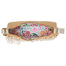 Betsey Johnson Raffia Faux Pearl Shoulder Bag
