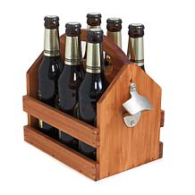 Bey-Berk 6-pack Bottle Caddy with Attached Opener