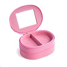 Bey-Berk Pink "Lizard" Leather 2-Level Jewelry Case