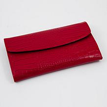 Bey-Berk Red "Croco" Leather Multi Compartment Jewelry Clutch