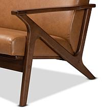 Bianca Walnut Brown Finished Wood and Tan Faux Leather Effect Loveseat
