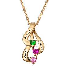 Birthstone Crystal Goldtone Sterling Silver Family Name Pendant