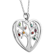 Birthstone Family Tree of Life Heart Necklace