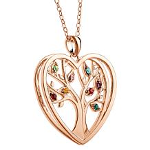 Birthstone Family Tree of Life Heart Necklace