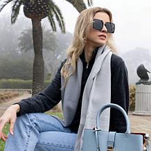 Bold Geometric Polarized Sunglasses with Gold Bridge