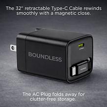 Boundless 65W Wall Charger with 32" Retractable Cable