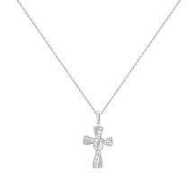 Bright Halo Lab Grown Diamonds 0.20 ctw Baguette Detail Cross Necklace