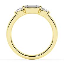 Bright Halo Lab Grown Diamonds 1.25 ctw 3 Stone Ring, Sterling