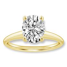 Bright Halo Lab Grown Diamonds 14K Gold 2ct Oval Cut Solitaire Ring