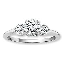 Bright Halo Lab Grown Diamonds 1cttw 10K Gold 3-Stone Engagement Ring