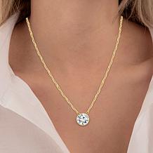 Bright Halo Lab Grown Diamonds 1ctw Round Solitaire Drop Necklace