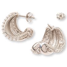 Bright Halo Lab Grown Diamonds 2.5ctw 3-Row Pavé Hoop Earrings