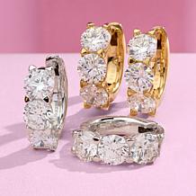 Bright Halo Lab Grown Diamonds 2ctw Huggie Hoop Earrings