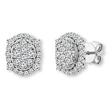 Bright Halo Lab Grown Diamonds 2ctw Oval Cluster Stud Earrings