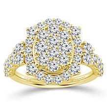 Bright Halo Lab Grown Diamonds 2ctw Oval Halo Cluster Ring