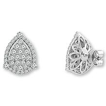 Bright Halo Lab Grown Diamonds 2ctw Pear Halo Cluster Stud Earrings