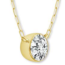 Bright Halo Lab Grown Diamonds 2ctw Round Solitaire Drop Necklace