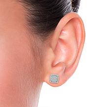 Bright Halo Lab Grown Diamonds 2ctw Square Cluster Stud Earrings
