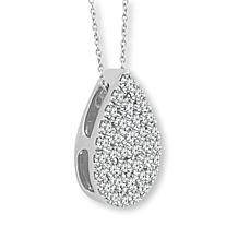 Bright Halo Lab Grown Diamonds .53ctw Pavé Pear Pendant with Chain