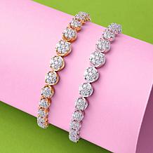 Bright Halo Lab Grown Diamonds Graduated Cluster Bracelet