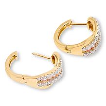 Bright Halo Pink and White Lab Diamond Huggie Earrings