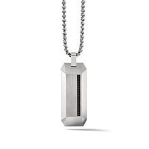 Van Heusen Men's Stainless Steel Onyx Dog Tag Pendant Necklace - 21806289