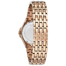 Bulova Women's Rose Gold-Tone Crystal Baguette Watch