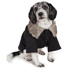 Buttoned Coast-Guard Fashion Faux-Fur Collared Wool Pet Coat