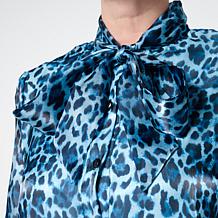C Wonder by Christian Button-Down Necktie Blouse