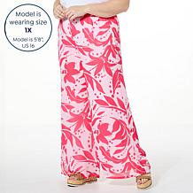 C Wonder by Christian Printed Georgette Wide-Leg Pull-On Pant