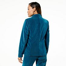 C Wonder by Christian Siriano Casual Velvet Ruffle Blazer
