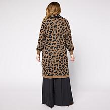 C Wonder by Christian Siriano Jacquard Knit Coatigan Topper with Scarf