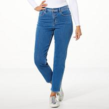 C Wonder by Christian Siriano Metallic Stripe Slim Straight-Leg Jean