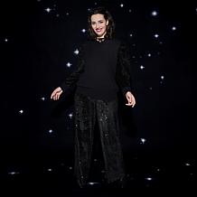 C Wonder by Christian Siriano Mock Neck Sequin Puff Sleeve Sweater