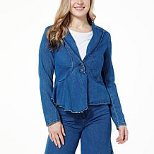 C Wonder by Christian Siriano Ruffle Denim Blazer