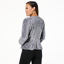 C Wonder by Christian Siriano Sequined Velvet Peplum Cardigan