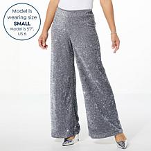 C Wonder by Christian Siriano Sequined Velvet Wide Leg Flare Pant