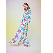 C Wonder Floral Crepe Wide Leg Gusset Pant 