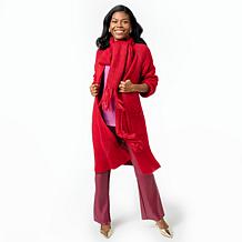 C Wonder Jacquard Knit Coatigan Topper with Scarf