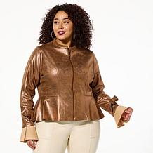 C Wonder Metallic Knit Ruffle Jacket
