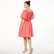 C Wonder On/Off Shoulder Eyelet Dress