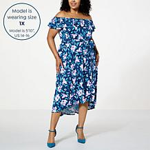 C Wonder On/Off the Shoulder Flounce Dress